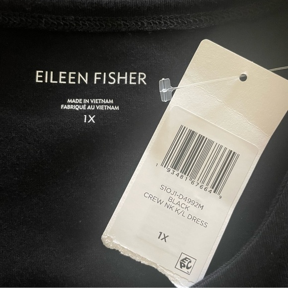 EILEEN FISHER Organic Cotton Knit Tank Dress In Black 1X NWT - Picture 6 of 12